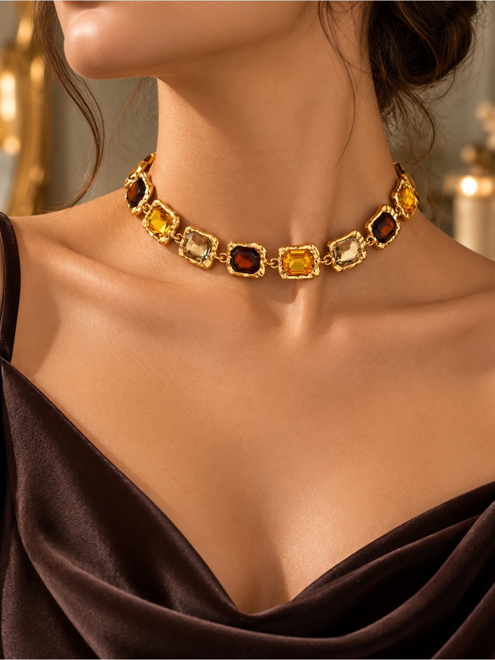 Gold Statement Choker Necklace